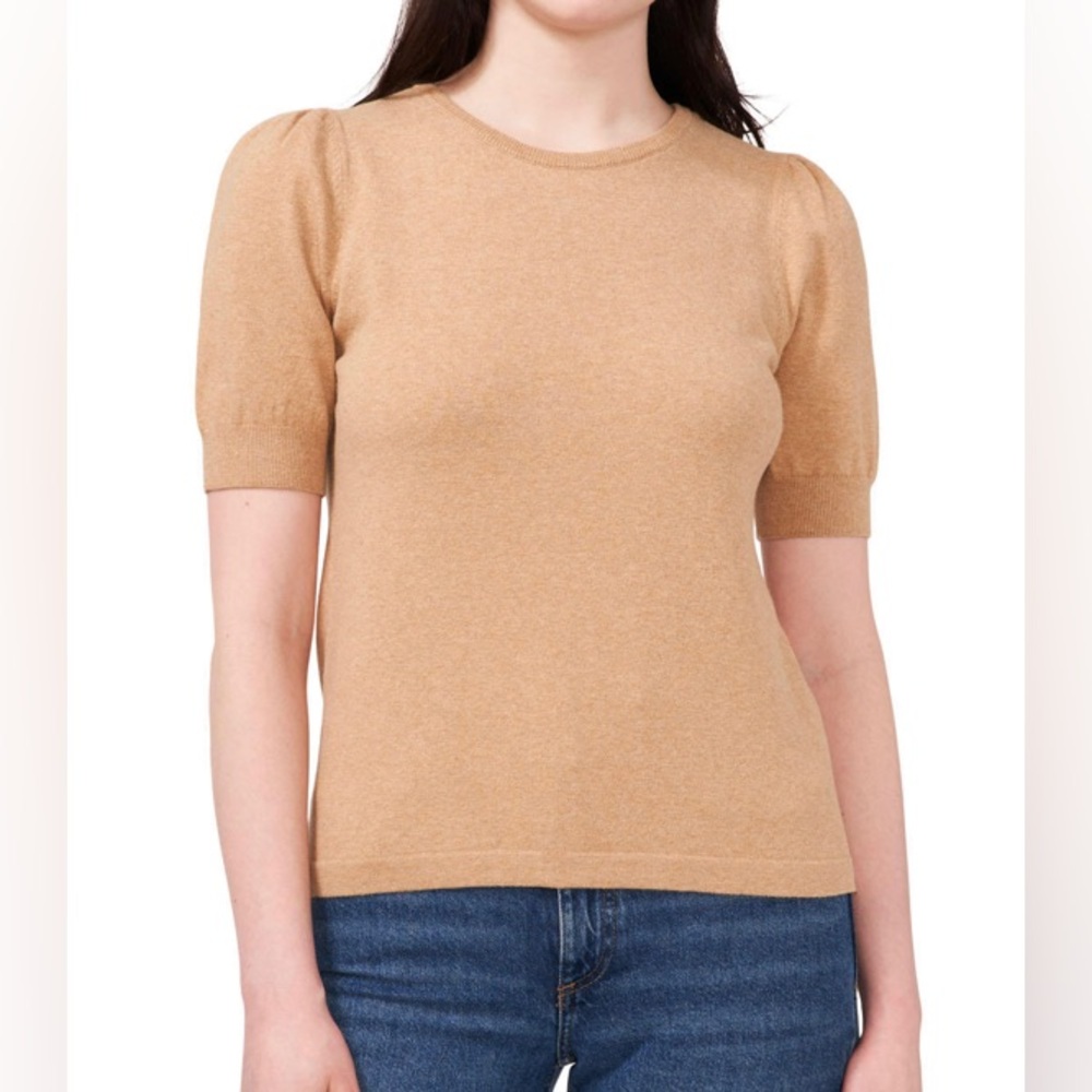 Vince Camuto Beige/Tan/Latte Short Sleeve Sweater Size XL New